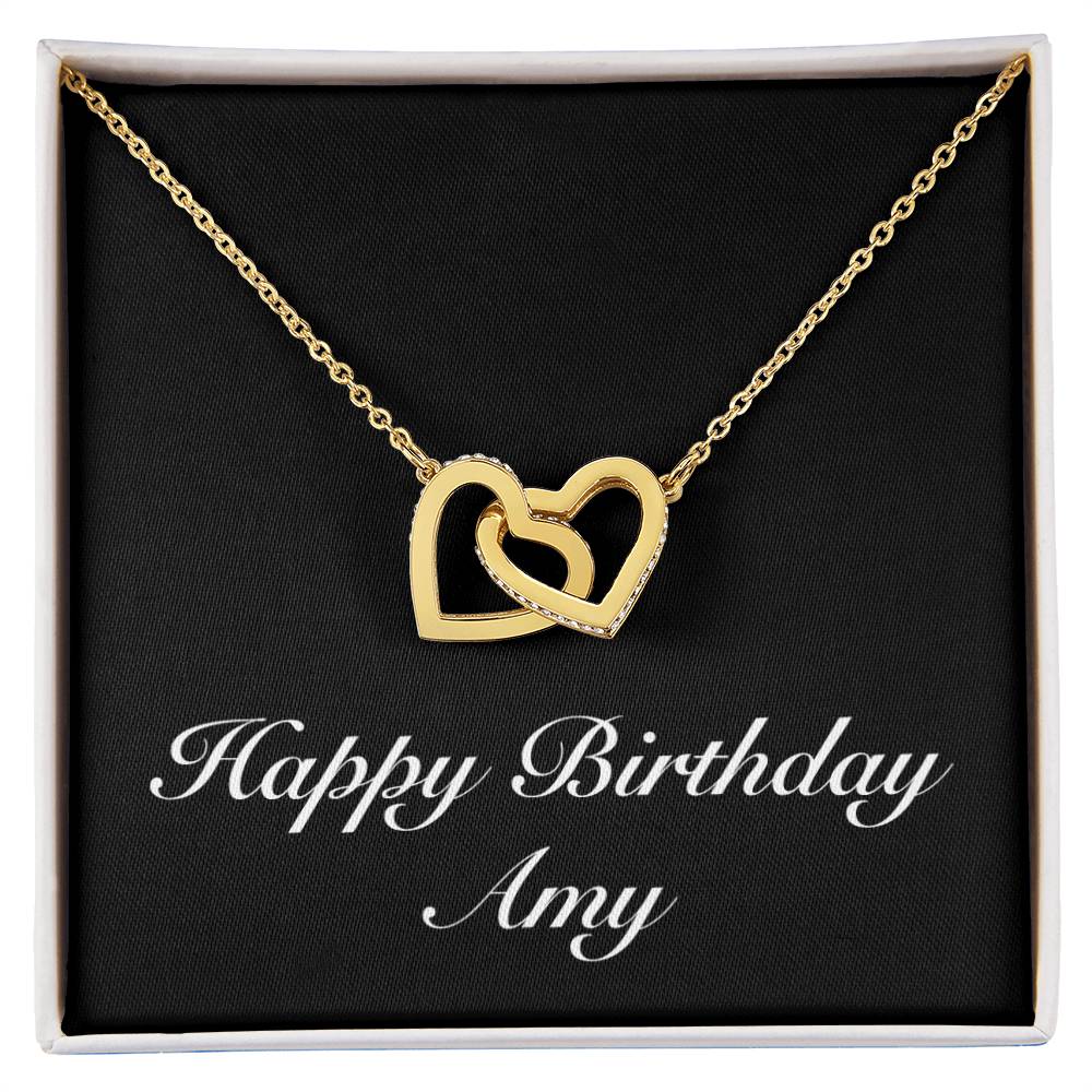 Happy Birthday Amy v2 - 18K Yellow Gold Finish Interlocking Hearts Necklace