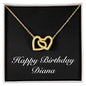 Happy Birthday Diana v2 - 18K Yellow Gold Finish Interlocking Hearts Necklace