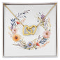 Boho Flowers Wreath Watercolor 19 - 18K Yellow Gold Finish Interlocking Hearts Necklace