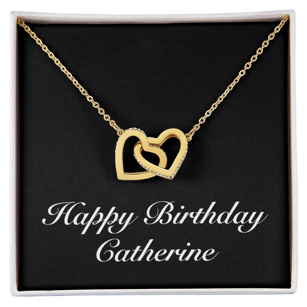 Happy Birthday Catherine v2 - 18K Yellow Gold Finish Interlocking Hearts Necklace