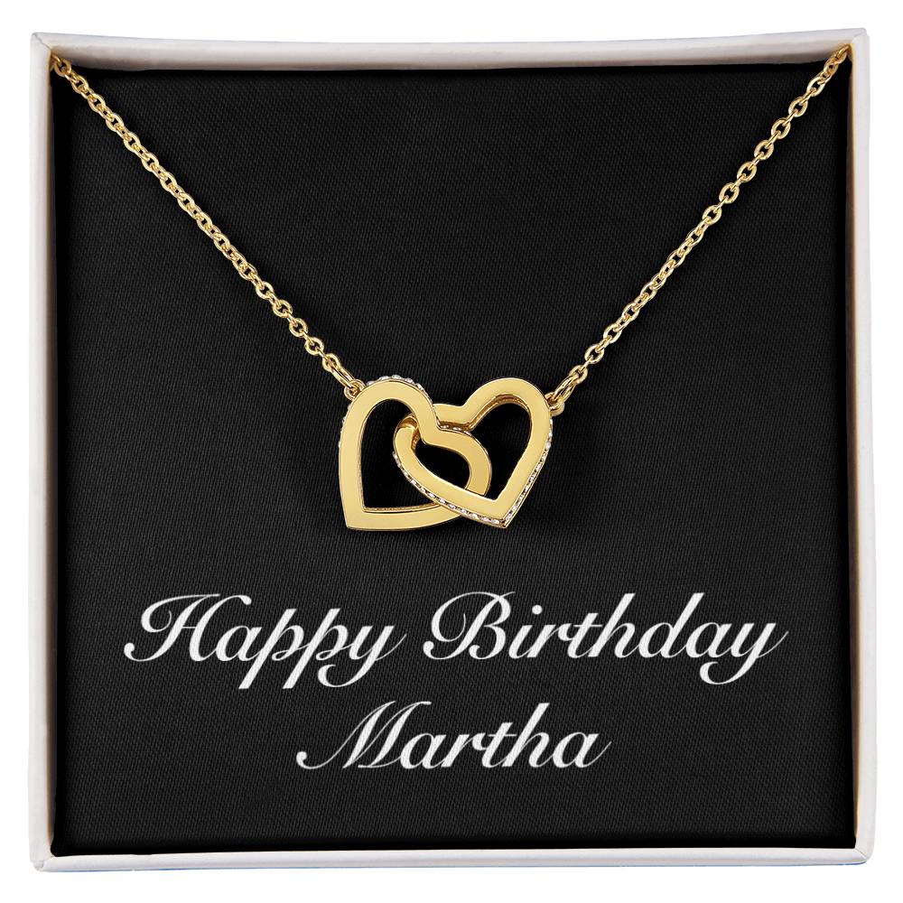 Happy Birthday Martha v2 - 18K Yellow Gold Finish Interlocking Hearts Necklace