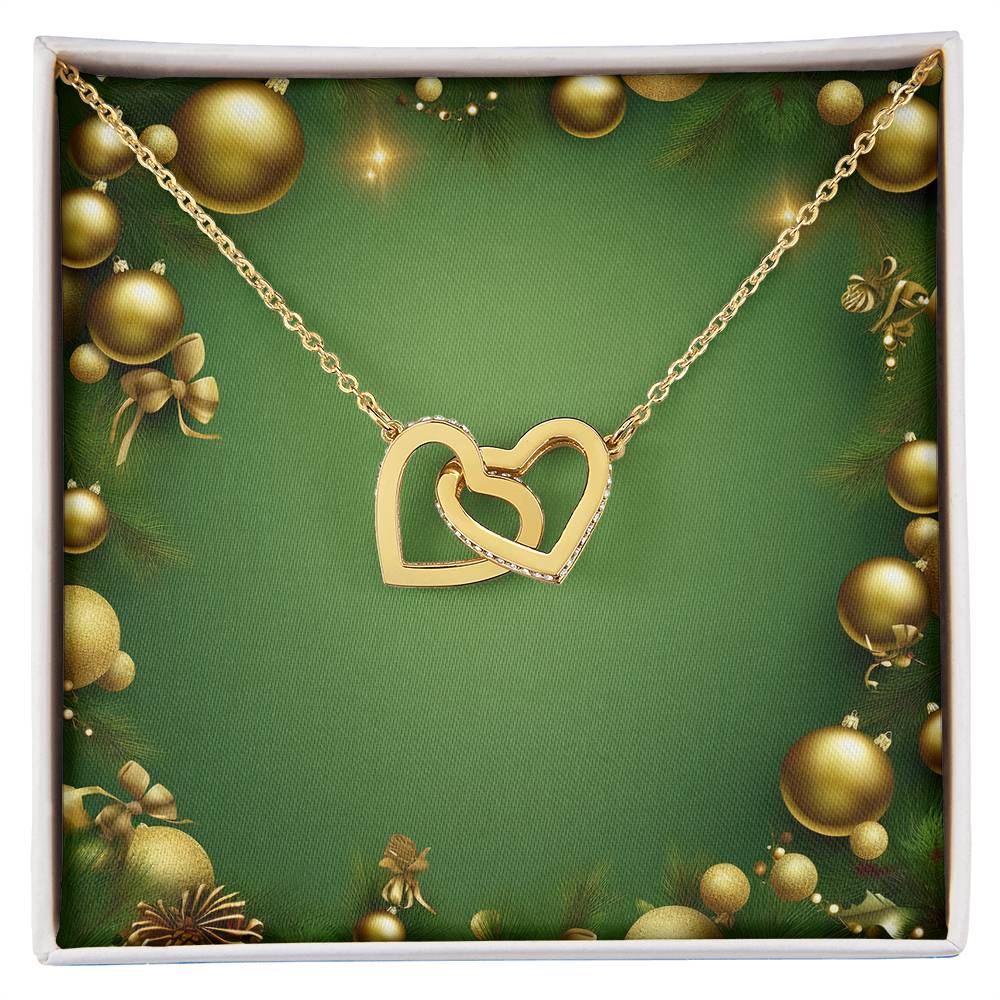 Christmas Background 042 - 18K Yellow Gold Finish Interlocking Hearts Necklace