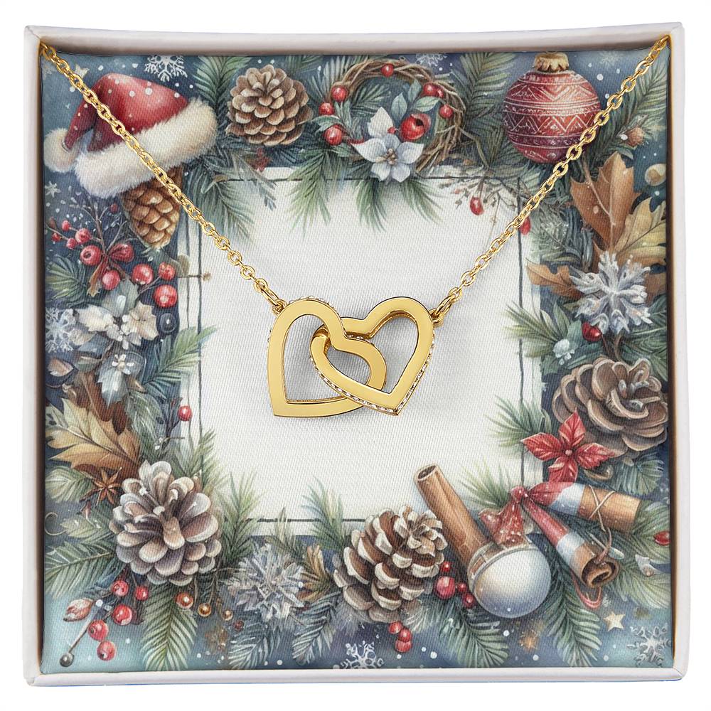 Christmas Background 076 - 18K Yellow Gold Finish Interlocking Hearts Necklace