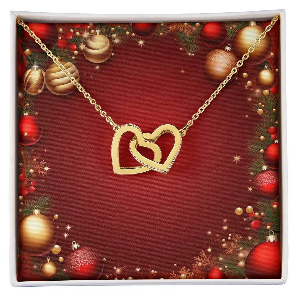 Christmas Background 034 - 18K Yellow Gold Finish Interlocking Hearts Necklace