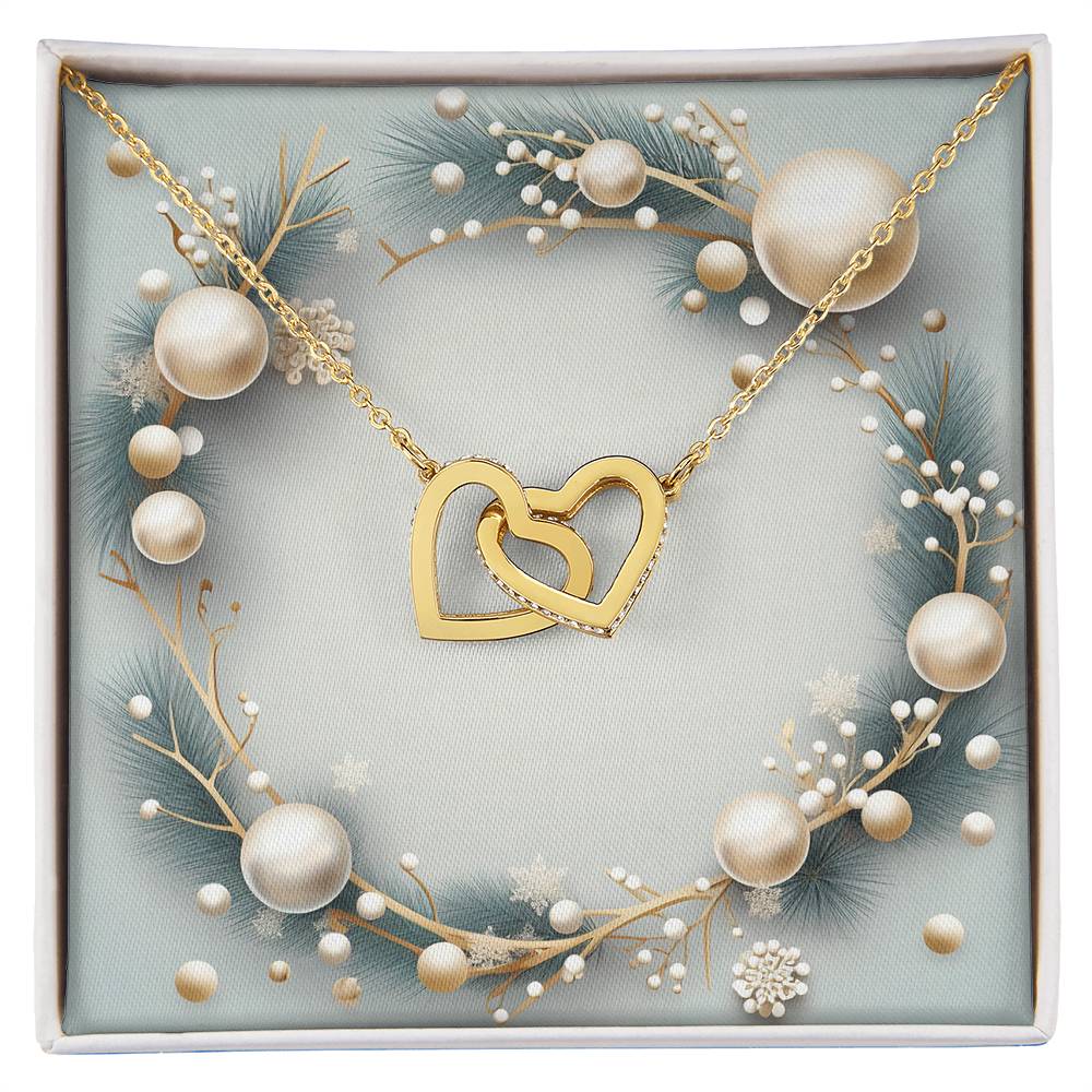 Christmas Background 049 - 18K Yellow Gold Finish Interlocking Hearts Necklace