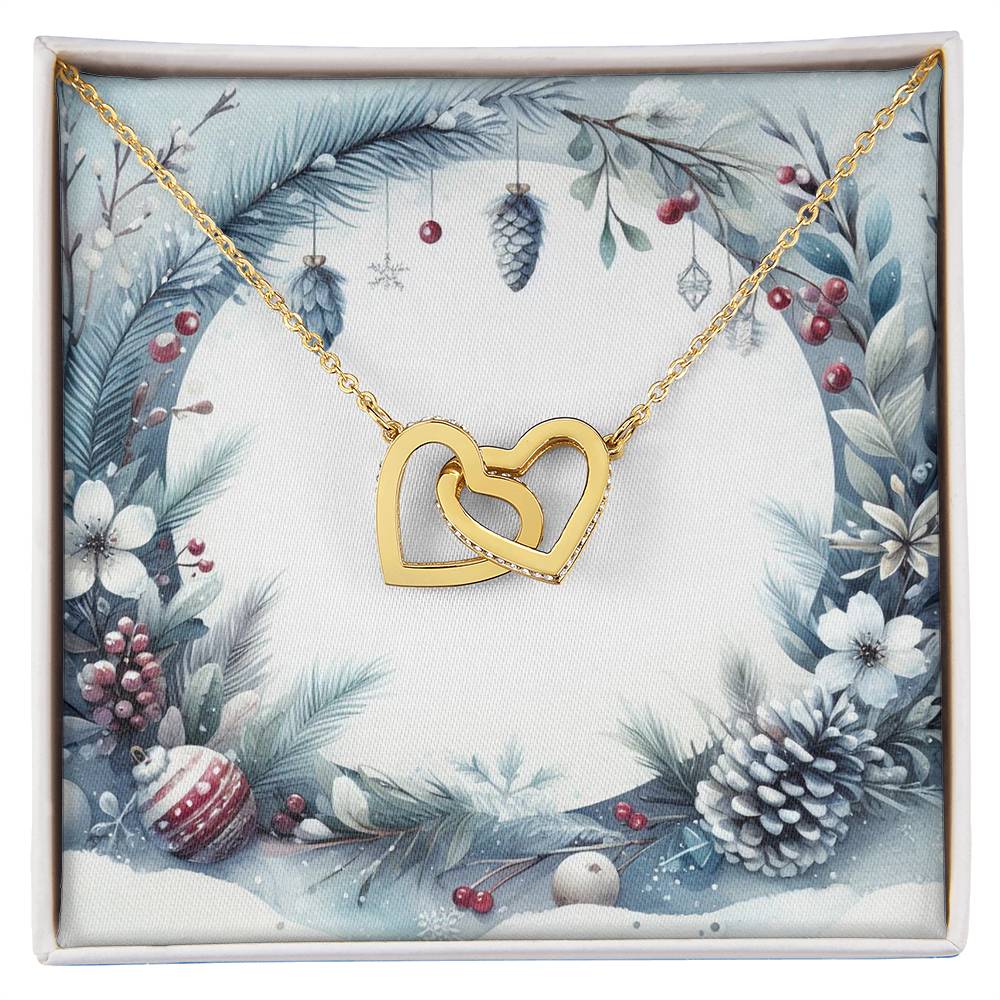 Christmas Background 090 - 18K Yellow Gold Finish Interlocking Hearts Necklace