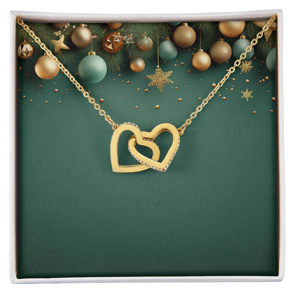 Christmas Background 037 - 18K Yellow Gold Finish Interlocking Hearts Necklace