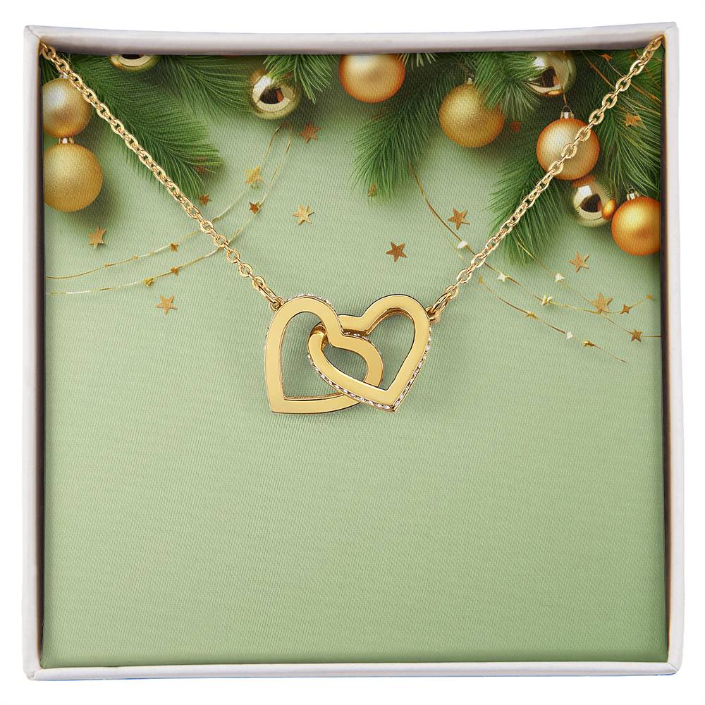 Christmas Background 028 - 18K Yellow Gold Finish Interlocking Hearts Necklace