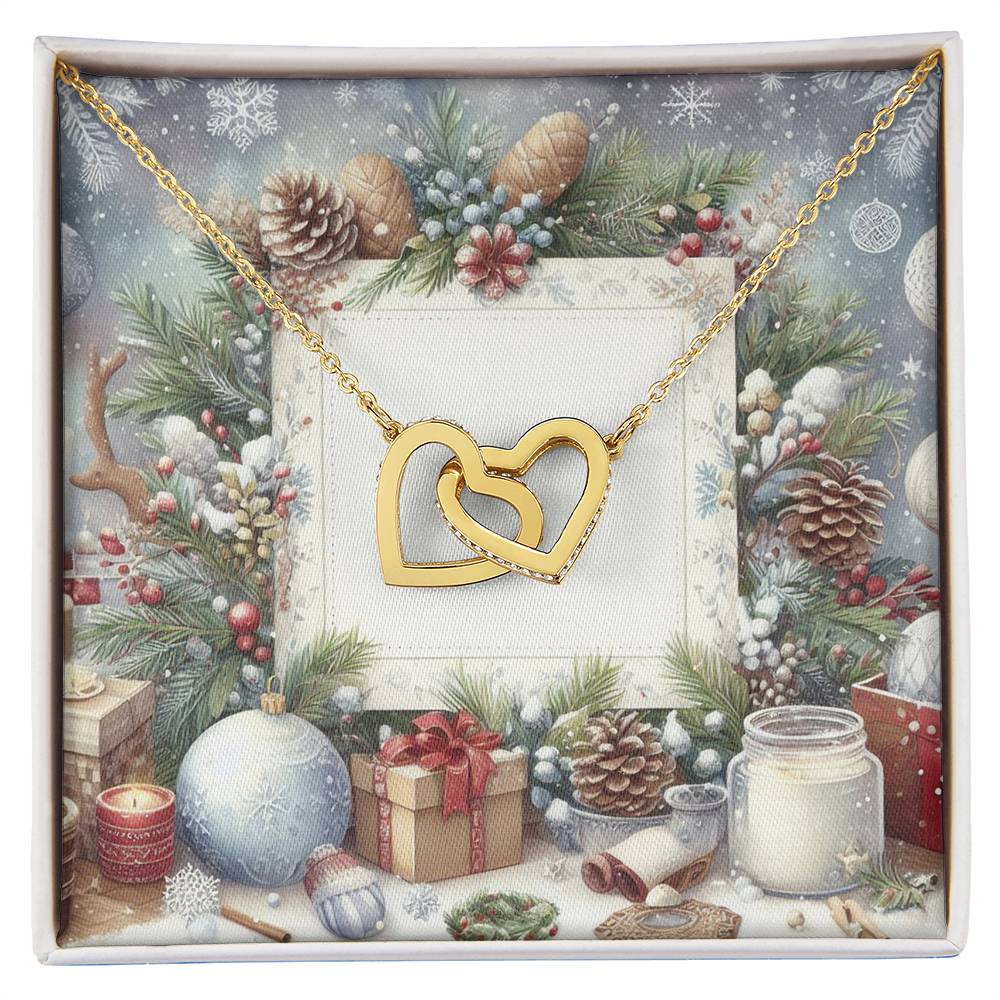 Christmas Background 079 - 18K Yellow Gold Finish Interlocking Hearts Necklace