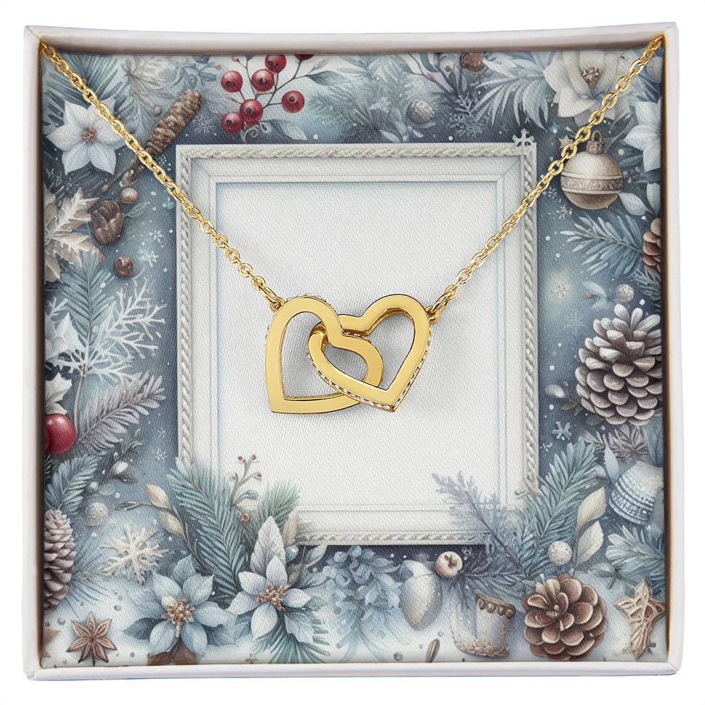 Christmas Background 087 - 18K Yellow Gold Finish Interlocking Hearts Necklace