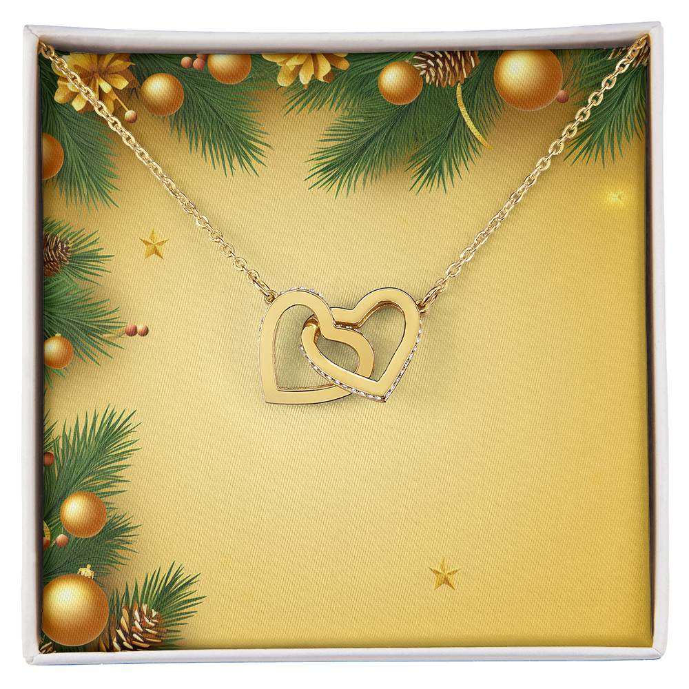 Christmas Background 009 - 18K Yellow Gold Finish Interlocking Hearts Necklace