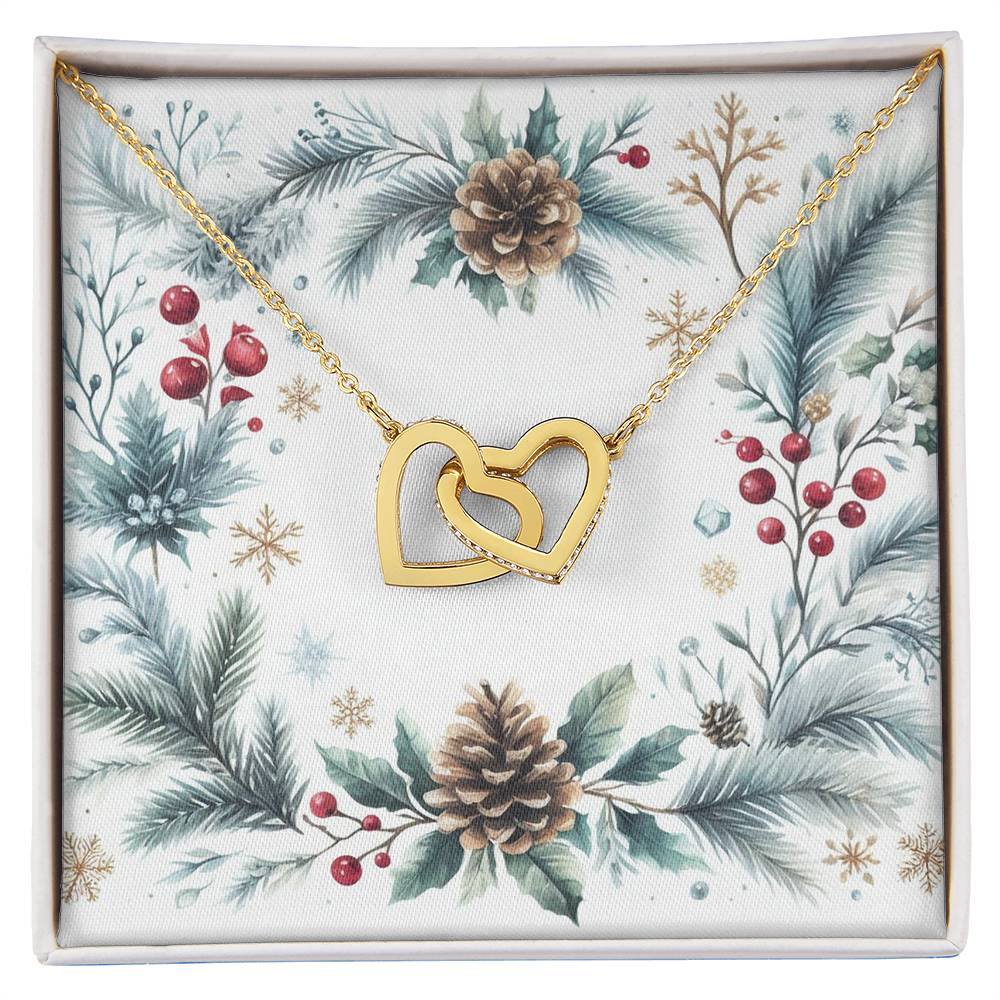 Christmas Background 092 - 18K Yellow Gold Finish Interlocking Hearts Necklace