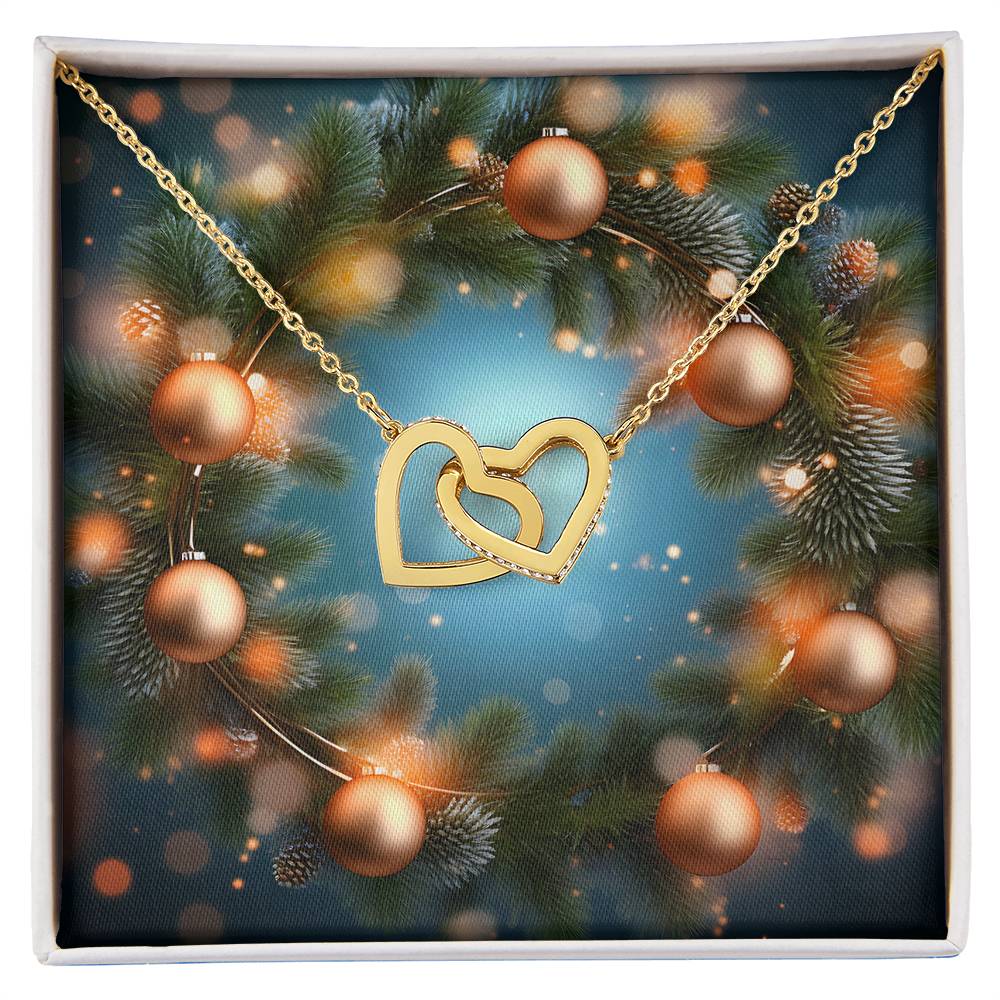 Christmas Background 107 - 18K Yellow Gold Finish Interlocking Hearts Necklace