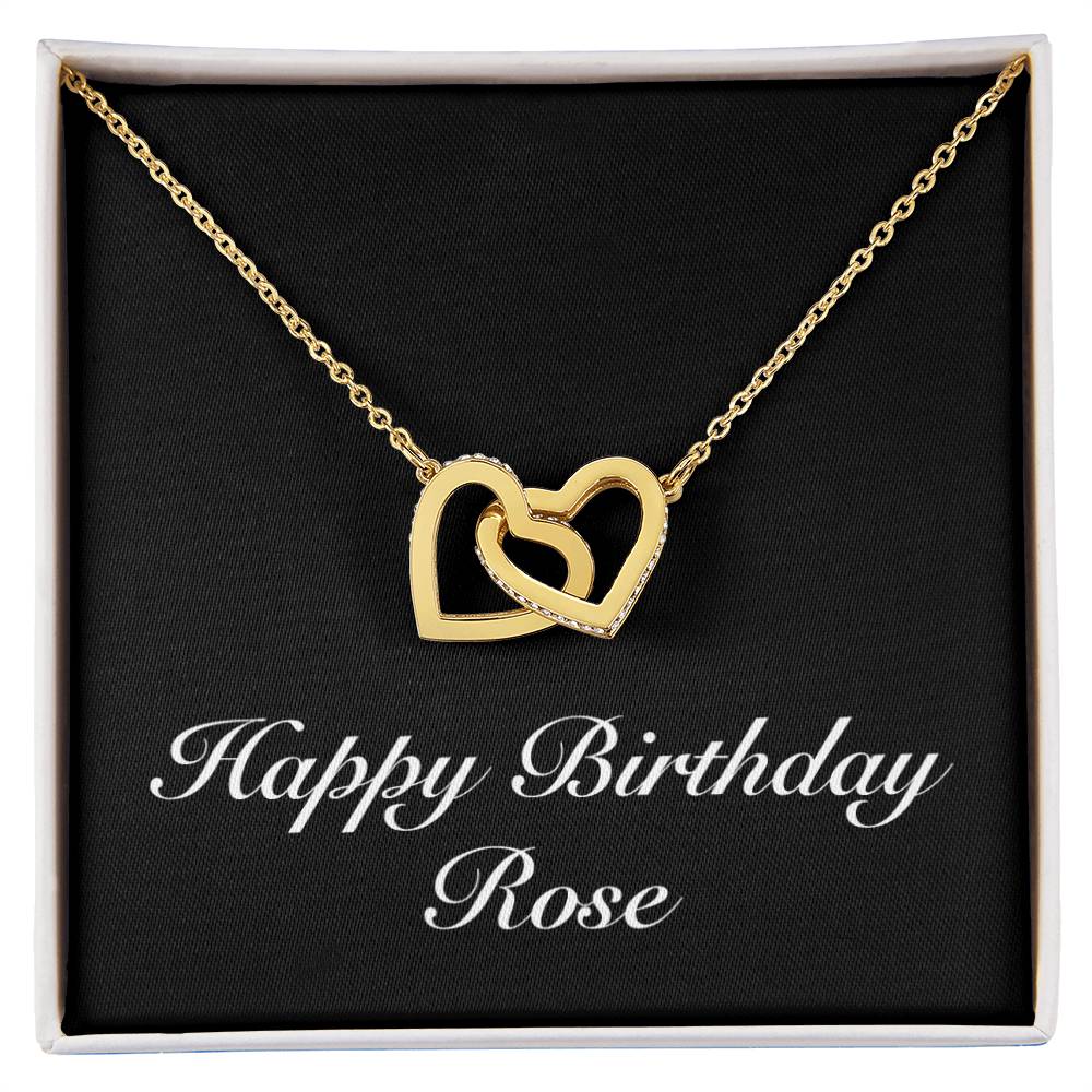 Happy Birthday Rose v2 - 18K Yellow Gold Finish Interlocking Hearts Necklace