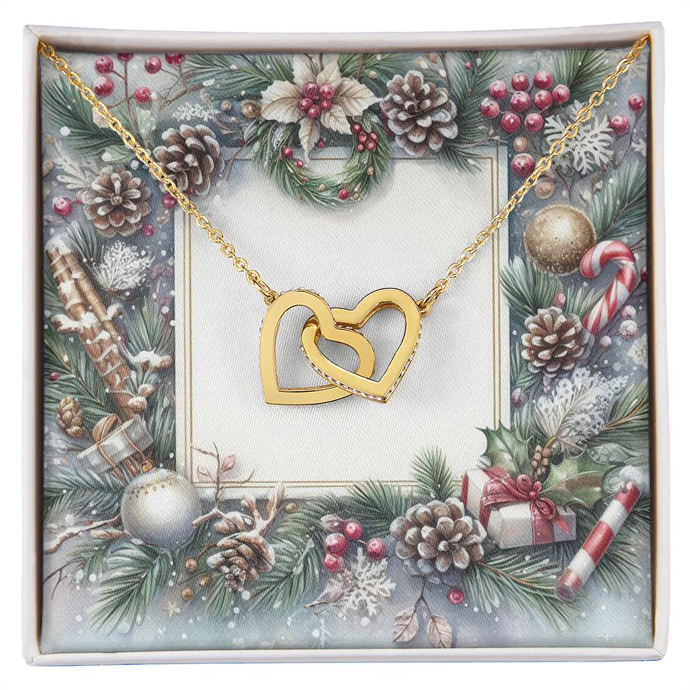 Christmas Background 077 - 18K Yellow Gold Finish Interlocking Hearts Necklace