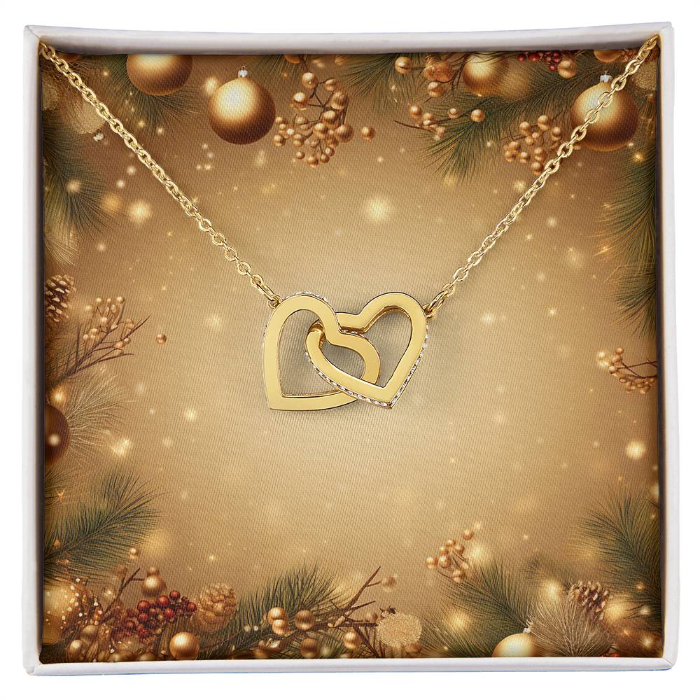 Christmas Background 007 - 18K Yellow Gold Finish Interlocking Hearts Necklace