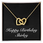 Happy Birthday Shirley v2 - 18K Yellow Gold Finish Interlocking Hearts Necklace