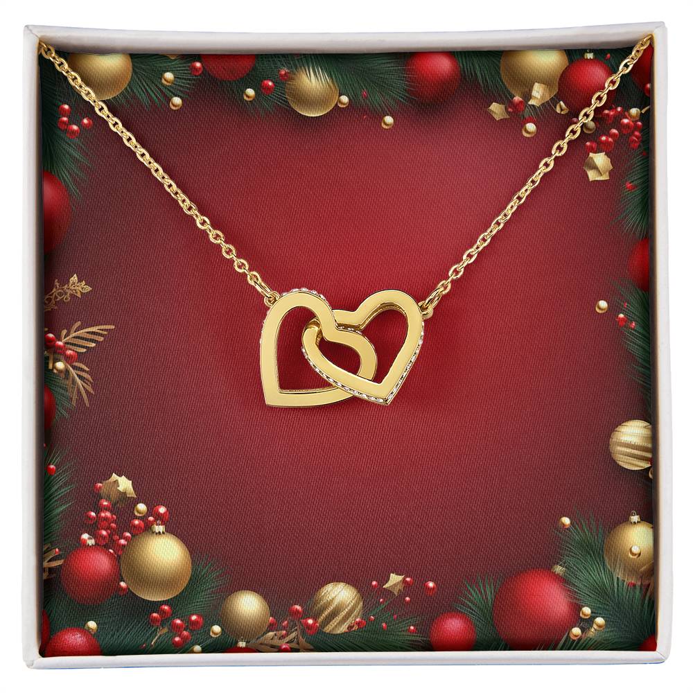 Christmas Background 033 - 18K Yellow Gold Finish Interlocking Hearts Necklace
