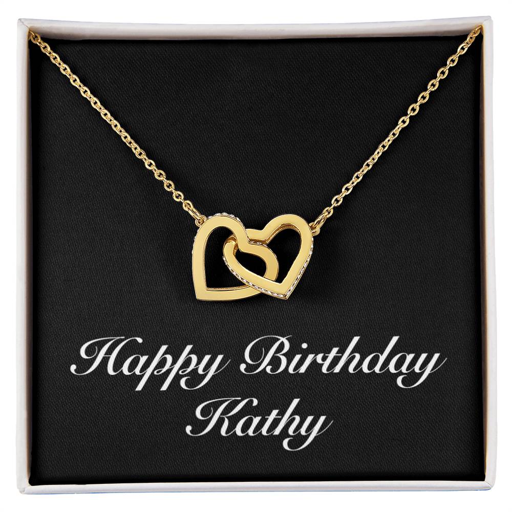 Happy Birthday Kathy v2 - 18K Yellow Gold Finish Interlocking Hearts Necklace