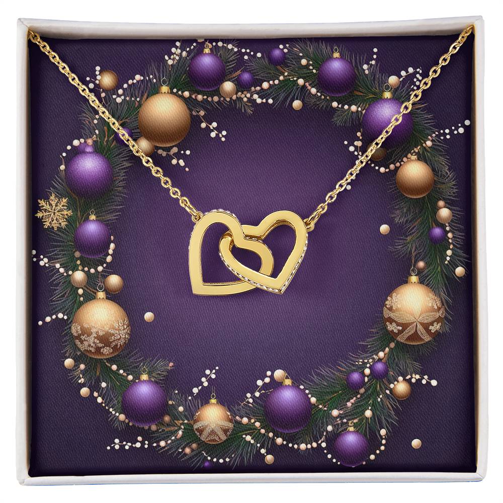 Christmas Background 023 - 18K Yellow Gold Finish Interlocking Hearts Necklace