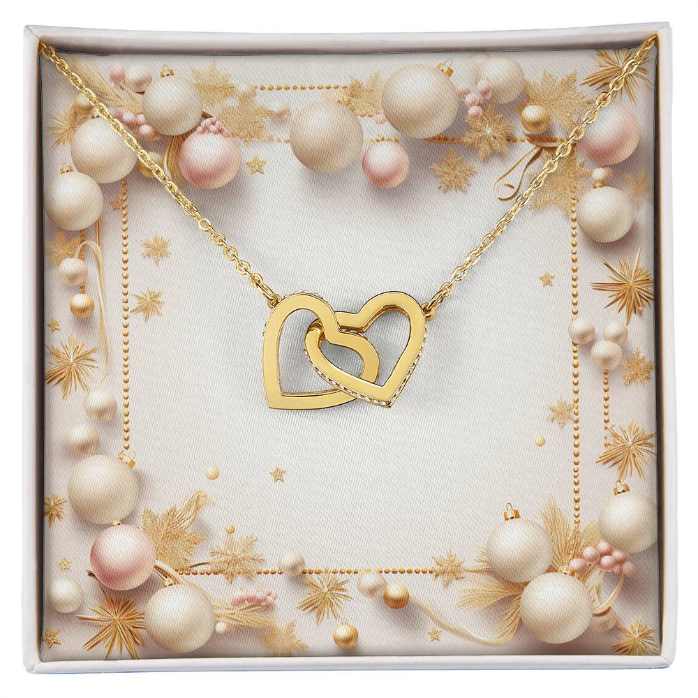 Christmas Background 022 - 18K Yellow Gold Finish Interlocking Hearts Necklace