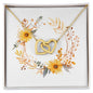 Boho Flowers Wreath Watercolor 05 - 18K Yellow Gold Finish Interlocking Hearts Necklace