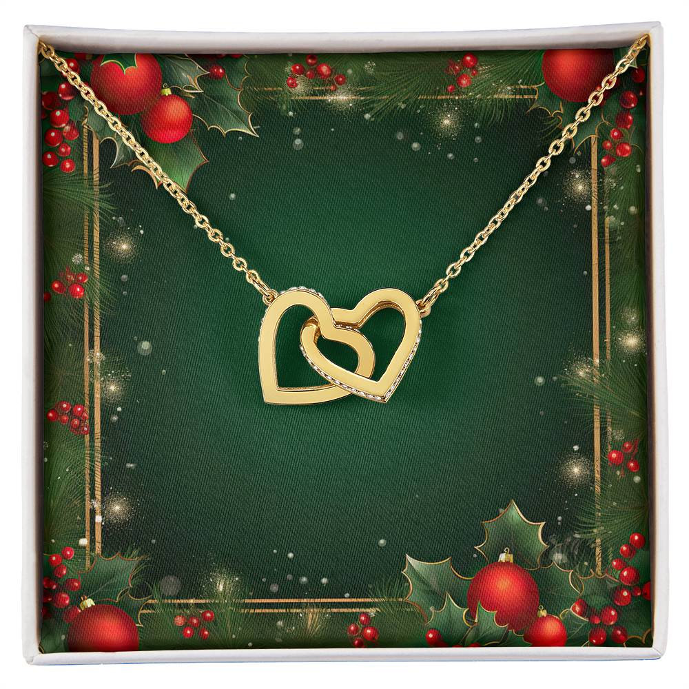 Christmas Background 067 - 18K Yellow Gold Finish Interlocking Hearts Necklace