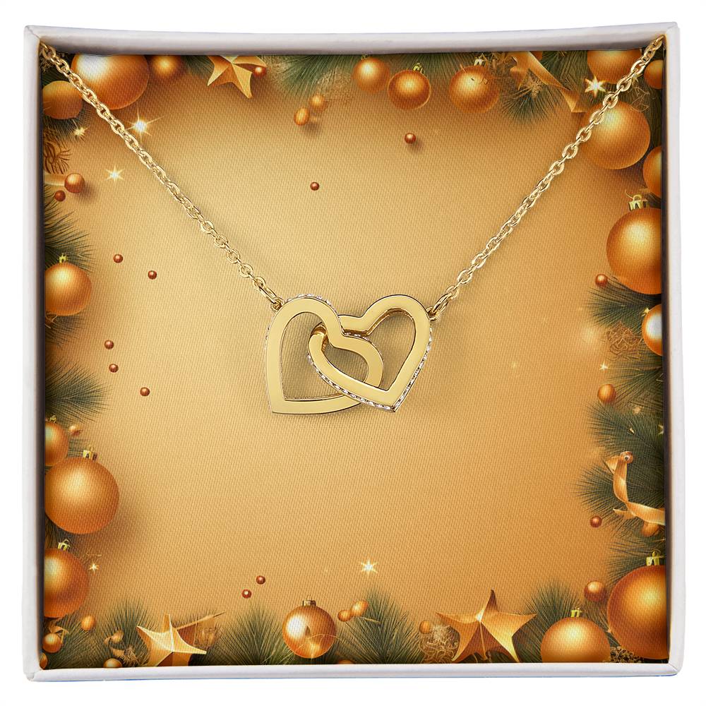Christmas Background 032 - 18K Yellow Gold Finish Interlocking Hearts Necklace
