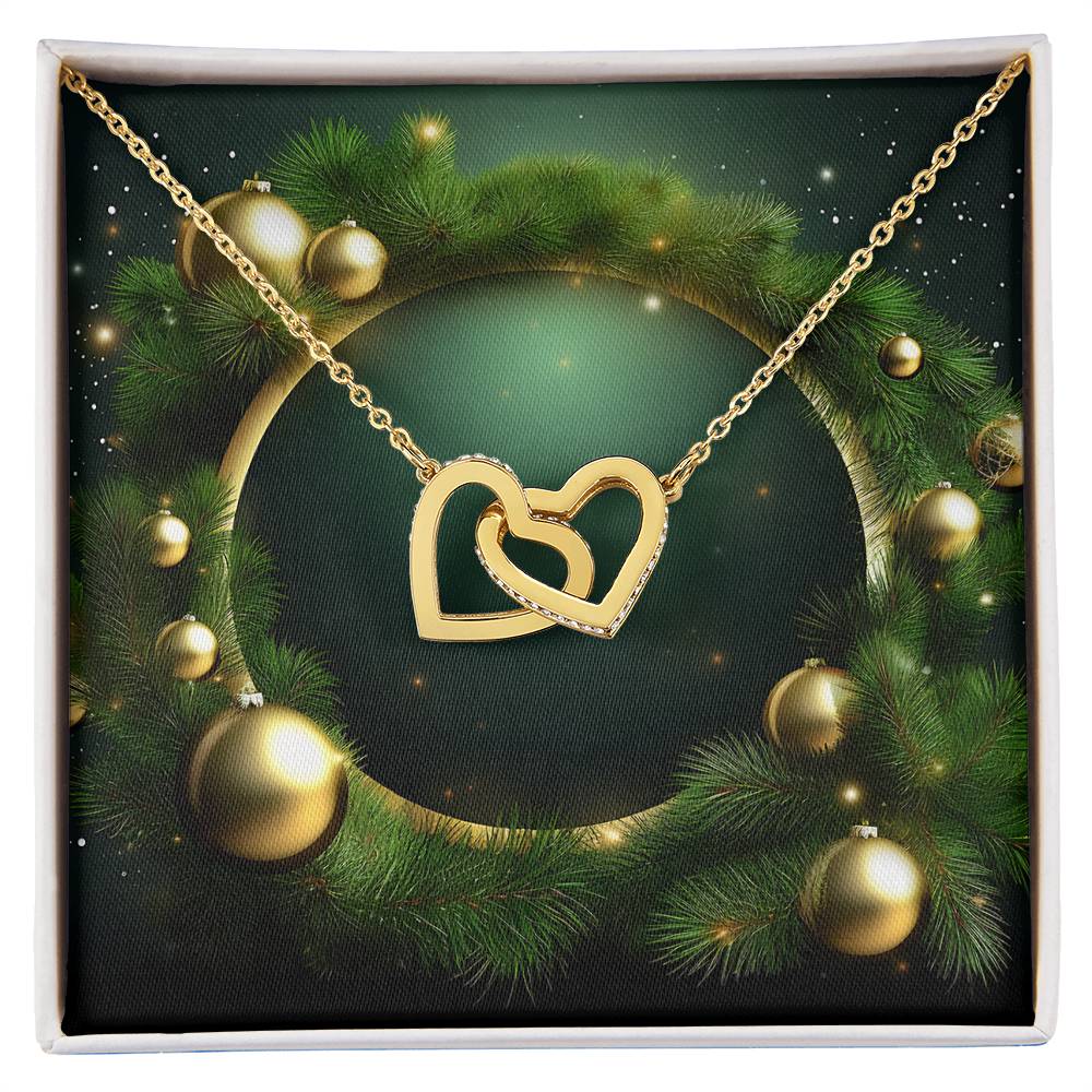 Christmas Background 101 - 18K Yellow Gold Finish Interlocking Hearts Necklace