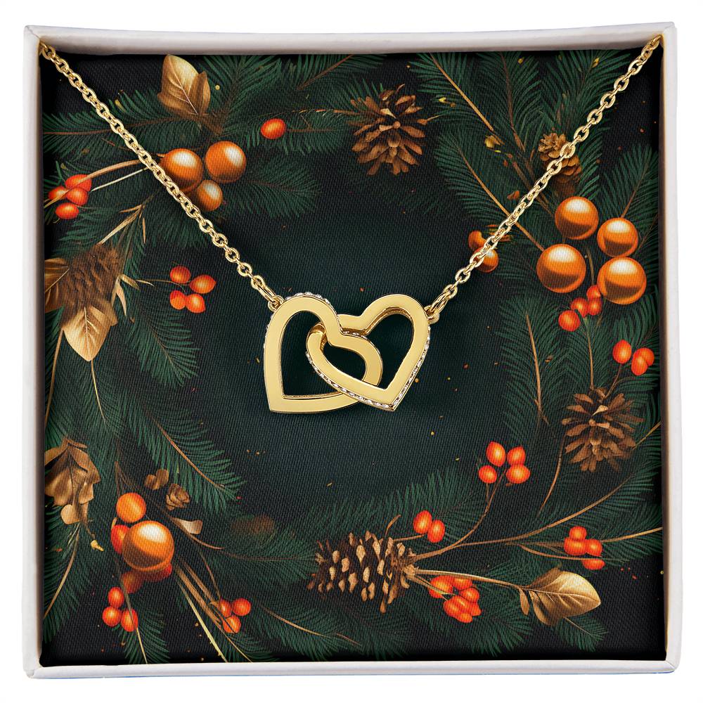 Christmas Background 123 - 18K Yellow Gold Finish Interlocking Hearts Necklace