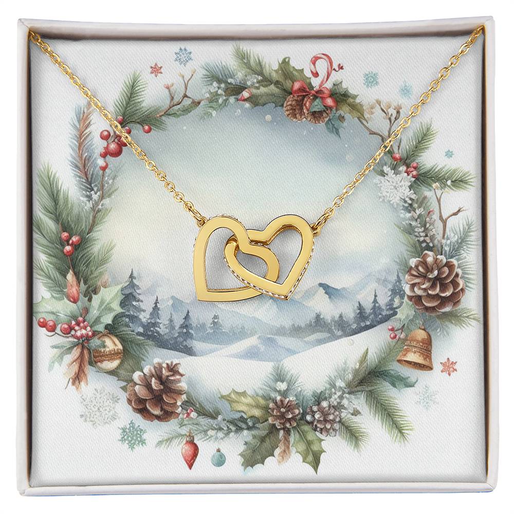 Christmas Background 083 - 18K Yellow Gold Finish Interlocking Hearts Necklace