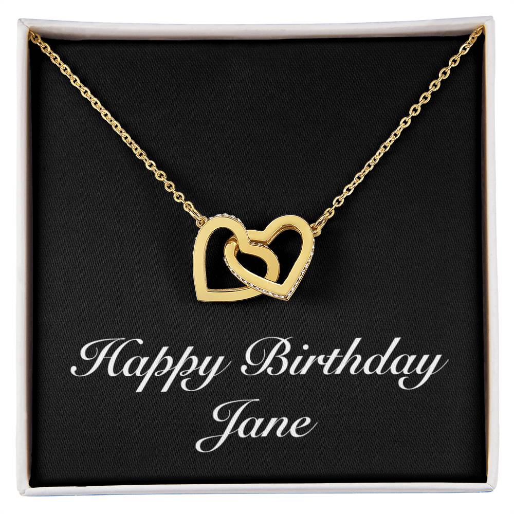 Happy Birthday Jane v2 - 18K Yellow Gold Finish Interlocking Hearts Necklace