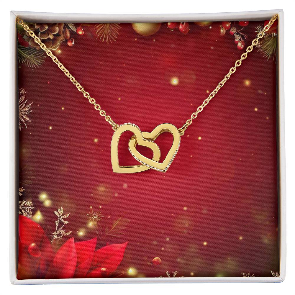 Christmas Background 099 - 18K Yellow Gold Finish Interlocking Hearts Necklace