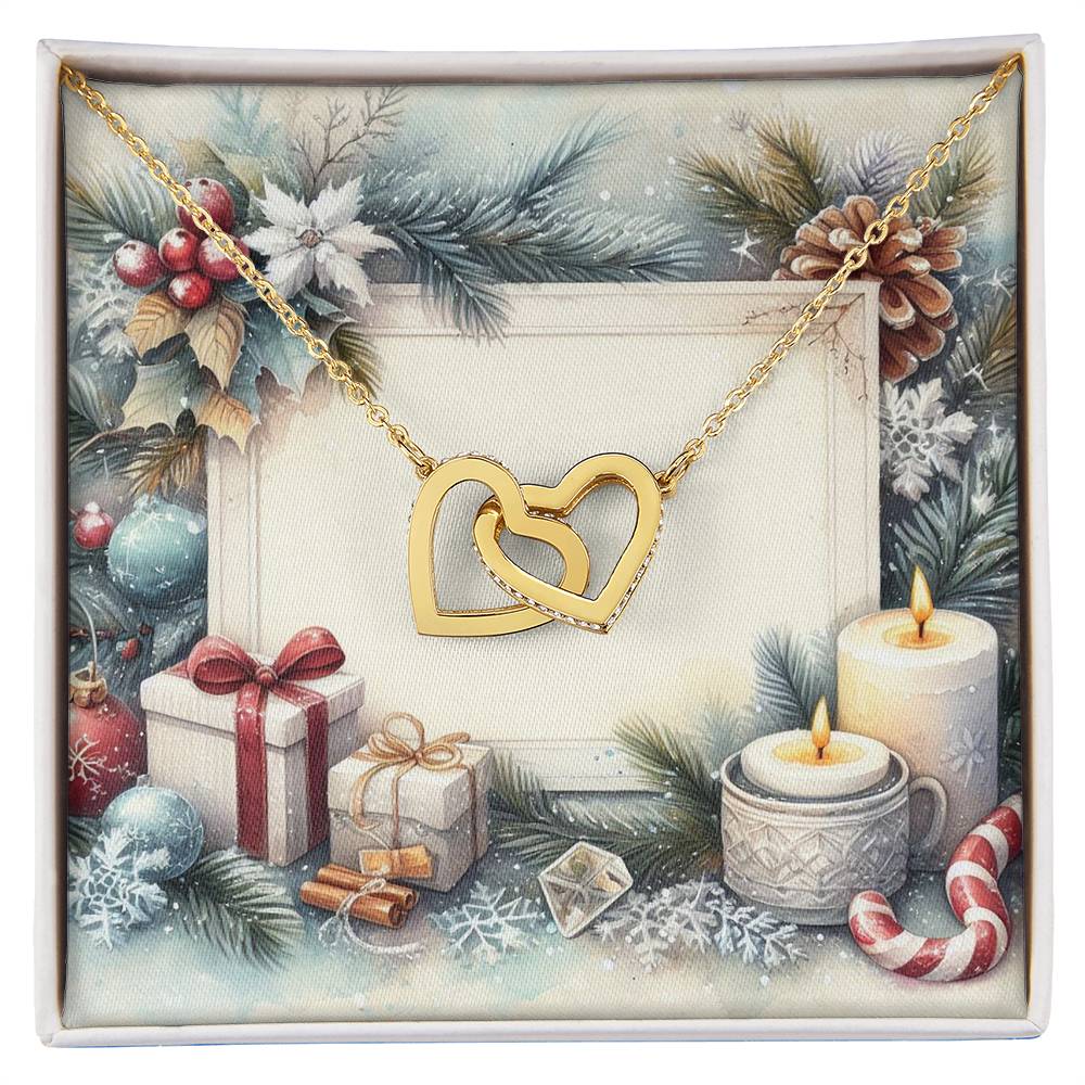 Christmas Background 078 - 18K Yellow Gold Finish Interlocking Hearts Necklace