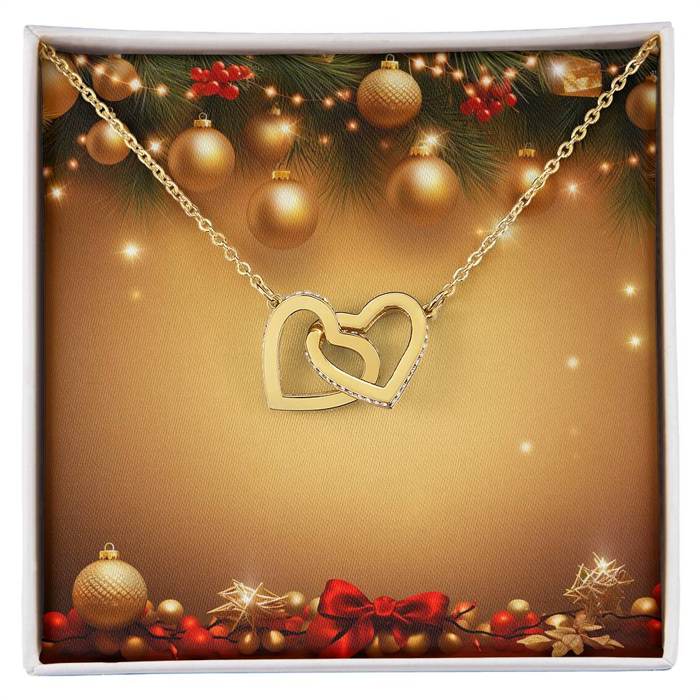 Christmas Background 006 - 18K Yellow Gold Finish Interlocking Hearts Necklace