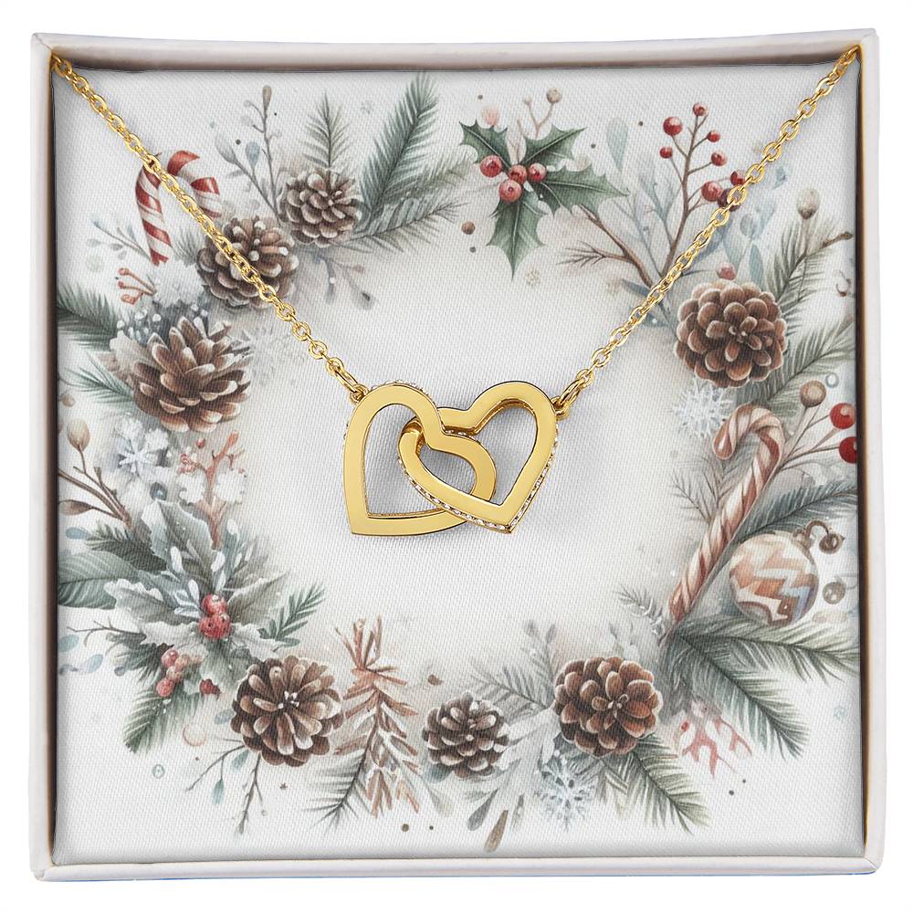 Christmas Background 091 - 18K Yellow Gold Finish Interlocking Hearts Necklace