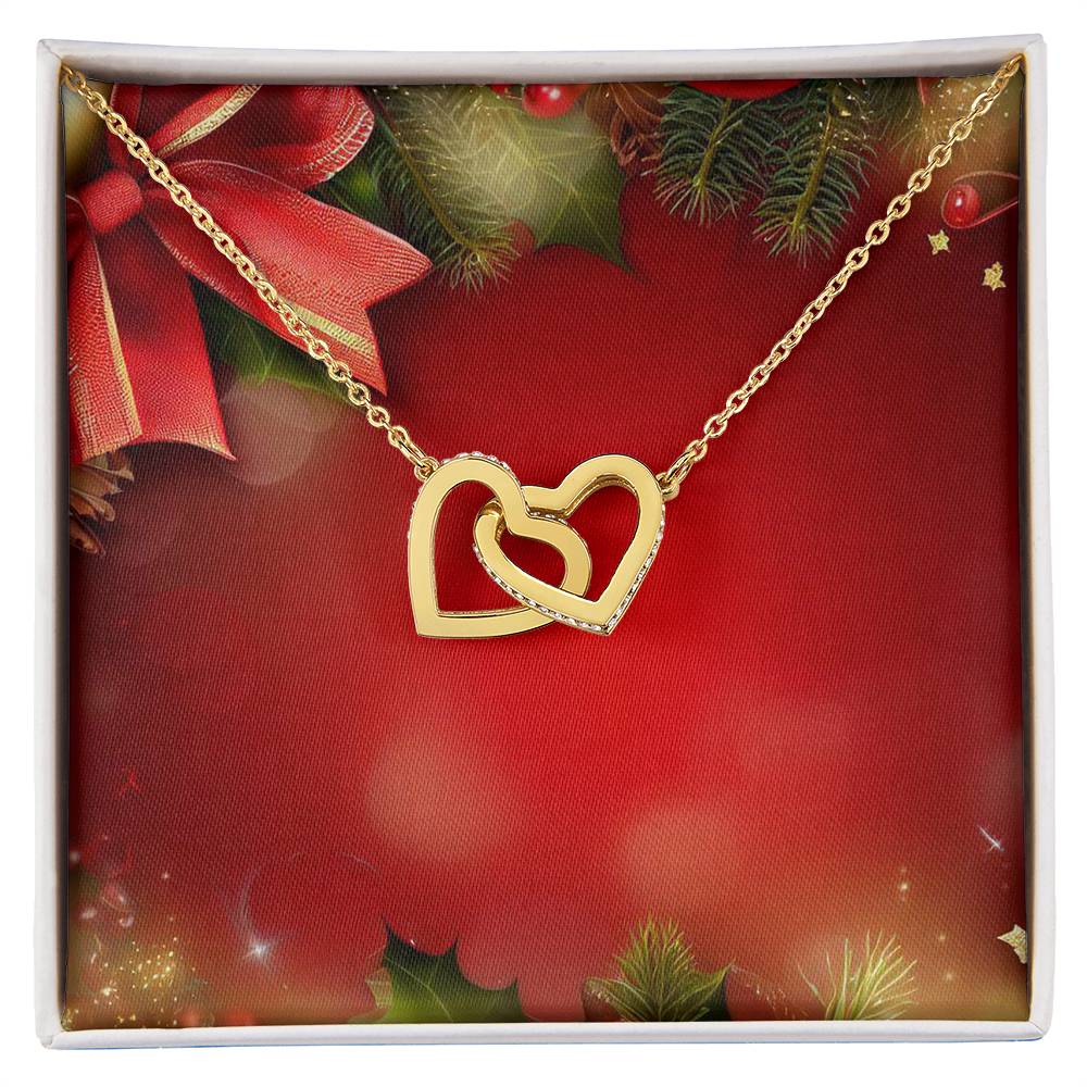 Christmas Background 095 - 18K Yellow Gold Finish Interlocking Hearts Necklace
