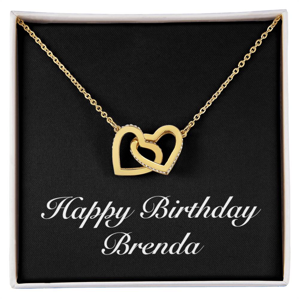 Happy Birthday Brenda v2 - 18K Yellow Gold Finish Interlocking Hearts Necklace