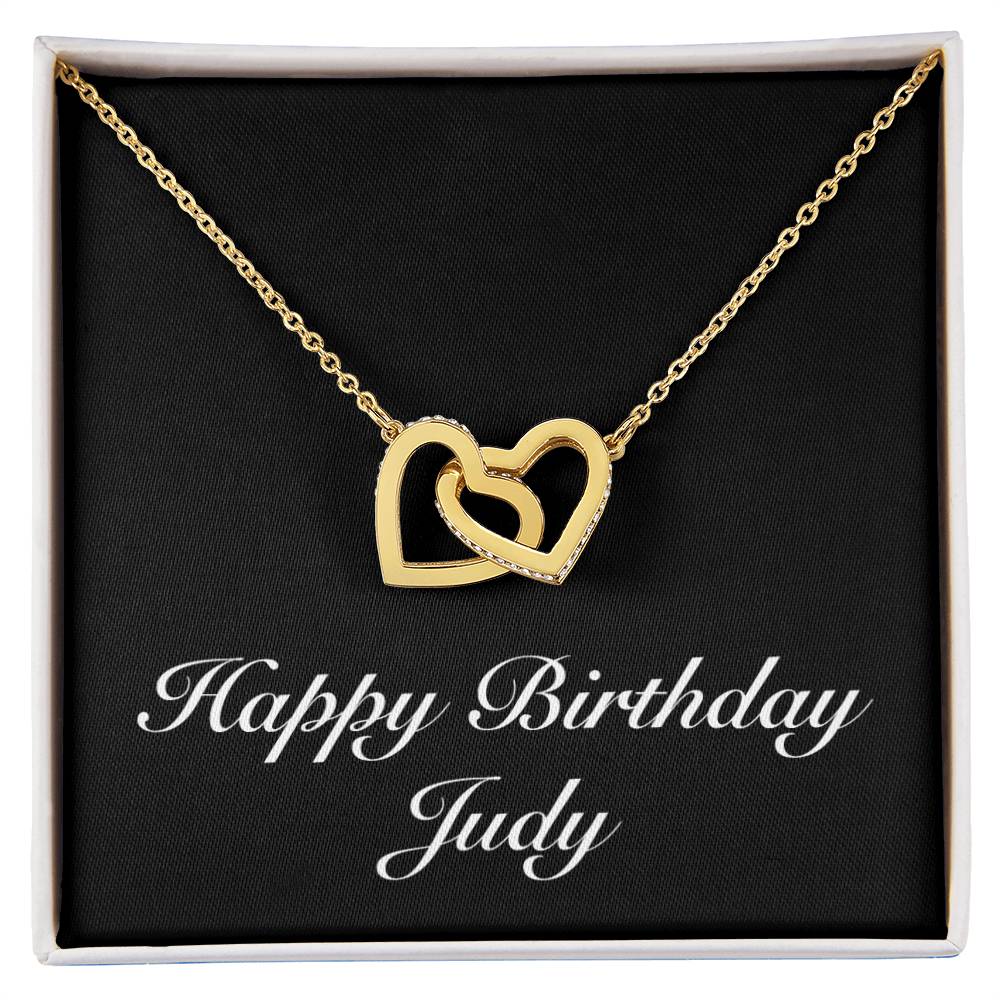 Happy Birthday Judy v2 - 18K Yellow Gold Finish Interlocking Hearts Necklace