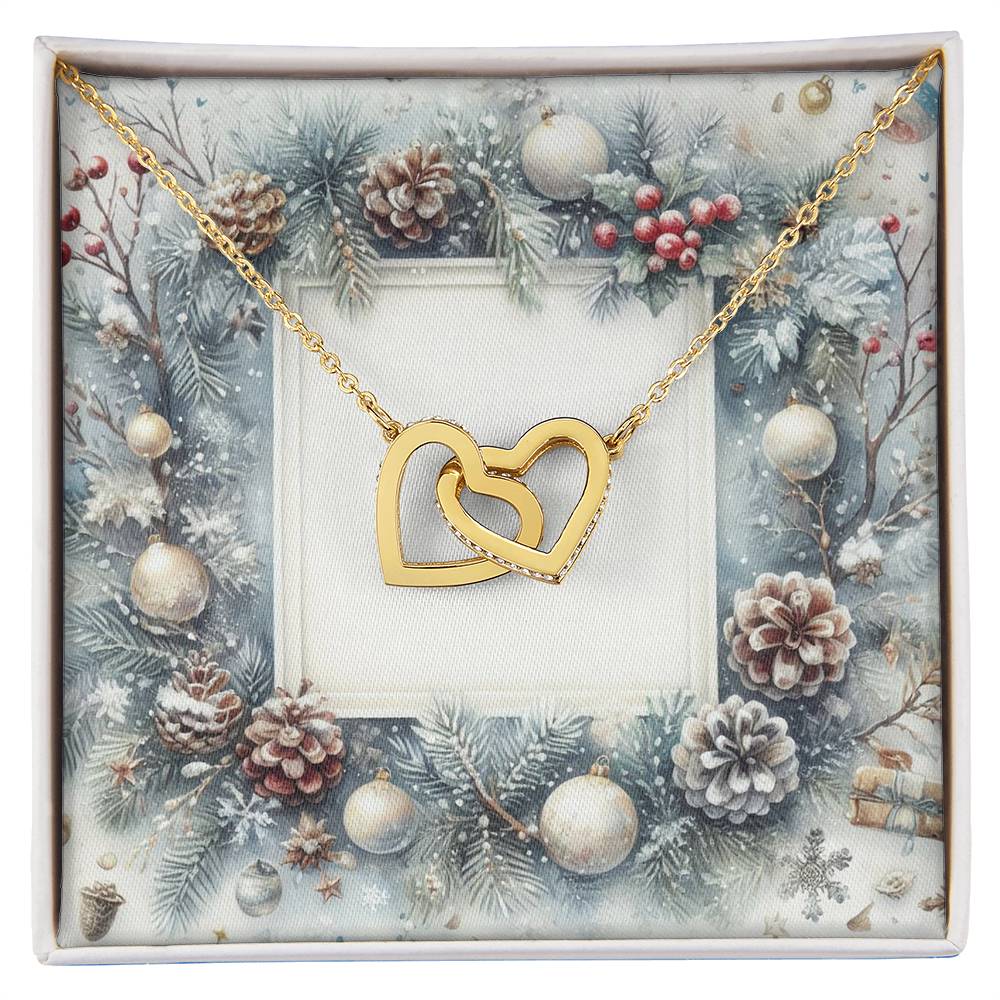 Christmas Background 081 - 18K Yellow Gold Finish Interlocking Hearts Necklace