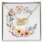 Boho Flowers Wreath Watercolor 04 - 18K Yellow Gold Finish Interlocking Hearts Necklace