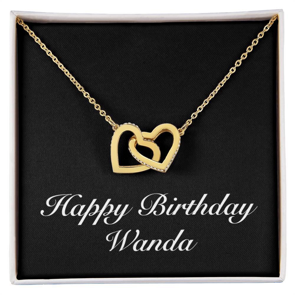 Happy Birthday Wanda v2 - 18K Yellow Gold Finish Interlocking Hearts Necklace