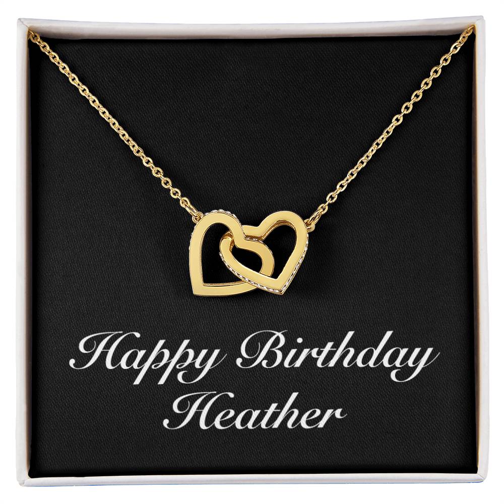 Happy Birthday Heather v2 - 18K Yellow Gold Finish Interlocking Hearts Necklace