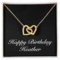 Happy Birthday Heather v2 - 18K Yellow Gold Finish Interlocking Hearts Necklace