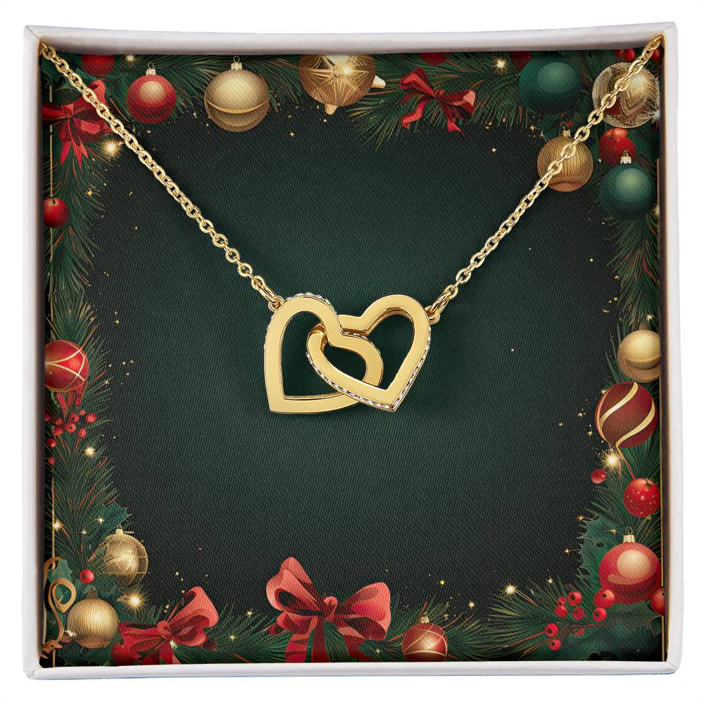 Christmas Background 066 - 18K Yellow Gold Finish Interlocking Hearts Necklace