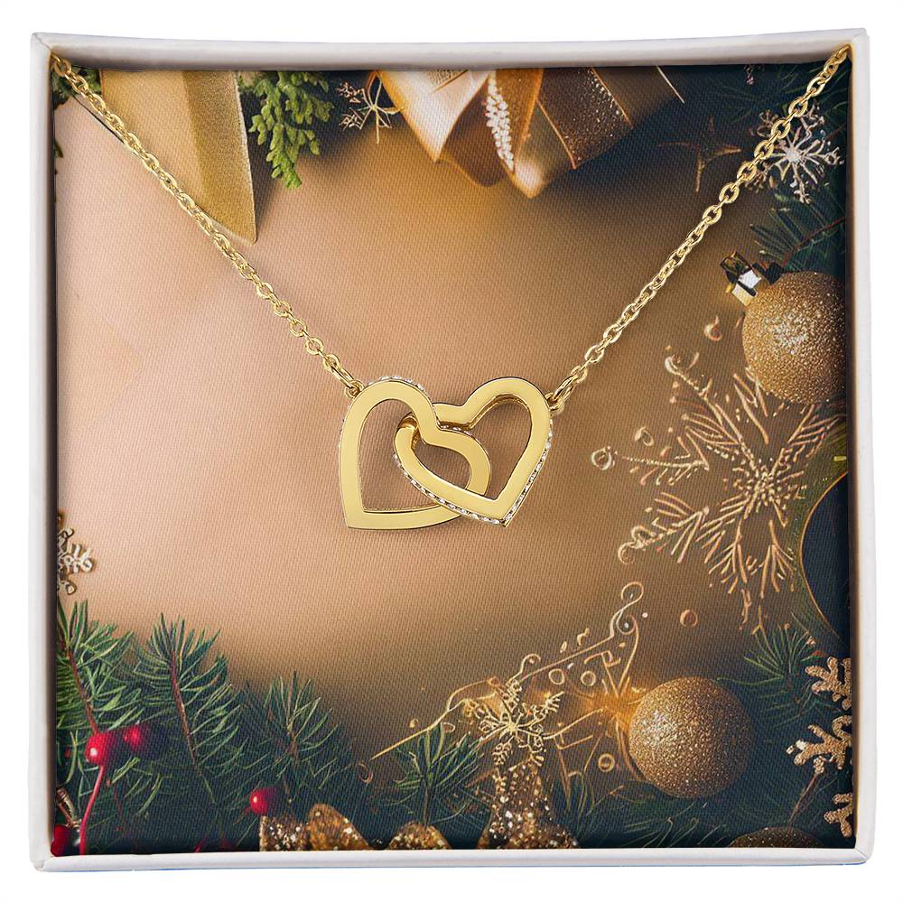 Christmas Background 096 - 18K Yellow Gold Finish Interlocking Hearts Necklace