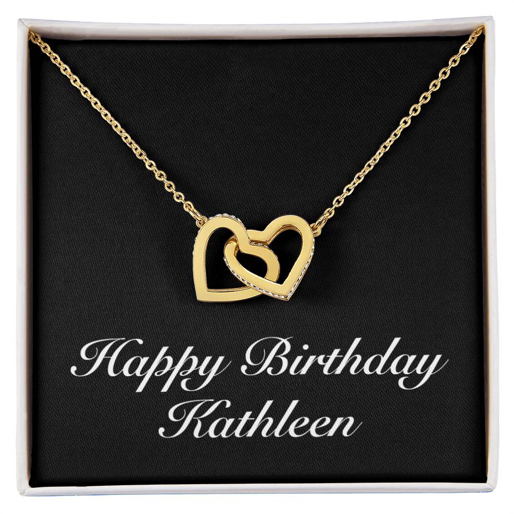 Happy Birthday Kathleen v2 - 18K Yellow Gold Finish Interlocking Hearts Necklace
