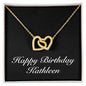 Happy Birthday Kathleen v2 - 18K Yellow Gold Finish Interlocking Hearts Necklace