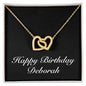 Happy Birthday Deborah v2 - 18K Yellow Gold Finish Interlocking Hearts Necklace
