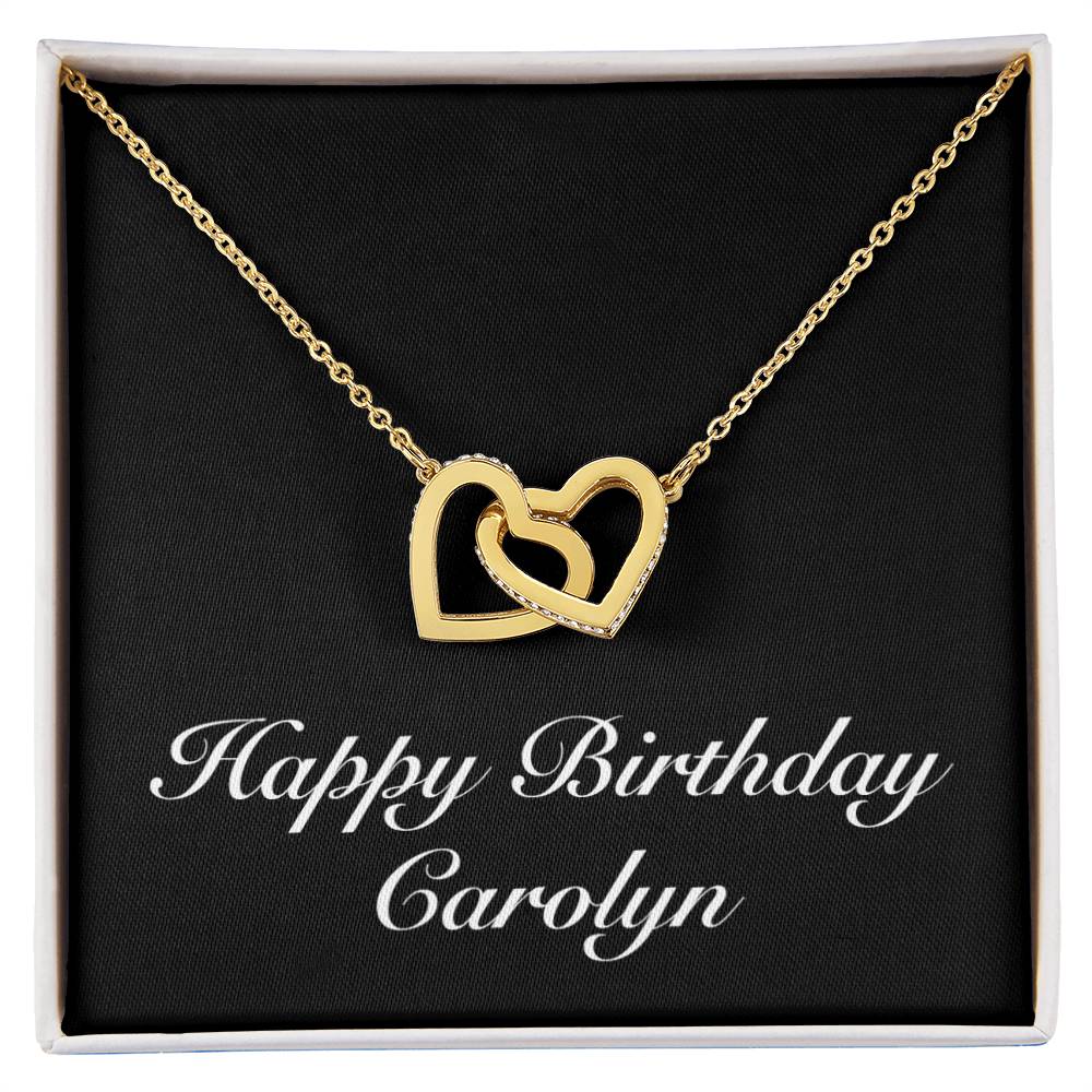 Happy Birthday Carolyn v2 - 18K Yellow Gold Finish Interlocking Hearts Necklace